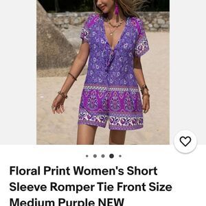 Vibrant Purple Floral Women's Romper